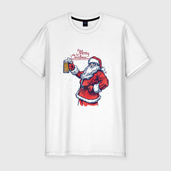 Футболка slim-fit Merry Christmas, цвет: белый