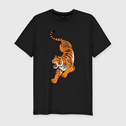 Футболка slim-fit Агрессивный коварный тигр, цвет: черный