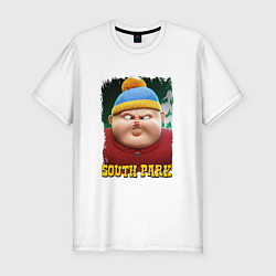 Футболка slim-fit Eric Cartman 3D South Park, цвет: белый