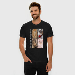 Футболка slim-fit I LOVE CATS Я ЛЮБЛЮ КОШЕК, цвет: черный — фото 2