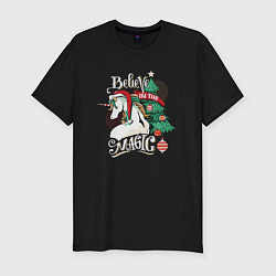 Футболка slim-fit Unicorn Belive in the magic, цвет: черный