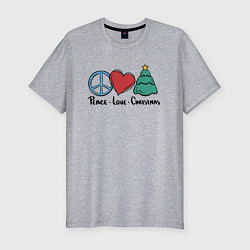 Футболка slim-fit Peace Love and Christmas, цвет: меланж