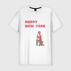 Футболка slim-fit Ацуши и Акутагава Happy New Year, цвет: белый