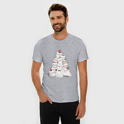 Футболка slim-fit НОВОГОДНЯЯ ЕЛКА ИЗ КОТОВ, цвет: меланж — фото 2