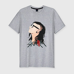 Футболка slim-fit Портрет Skrillex Скриллекс, цвет: меланж