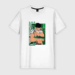 Футболка slim-fit Ван-Пис One Piece, Зоро Ророноа Zoro Roronoa с над, цвет: белый