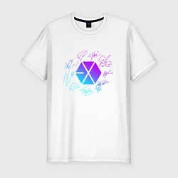 Футболка slim-fit EXO BAND NEON LOGO АВТОГРАФЫ, цвет: белый