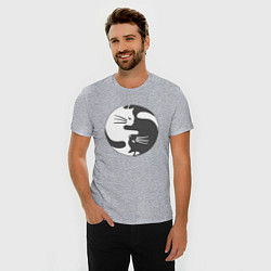 Футболка slim-fit Коты инь янь 01, цвет: меланж — фото 2
