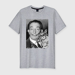 Футболка slim-fit Salvador Dali & nice cat, цвет: меланж