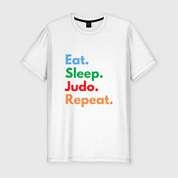 Футболка slim-fit Eat Sleep Judo Repeat, цвет: белый