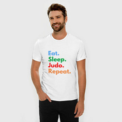 Футболка slim-fit Eat Sleep Judo Repeat, цвет: белый — фото 2