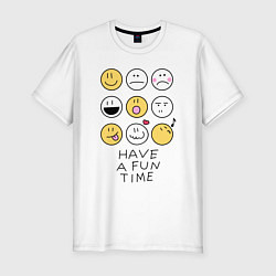 Футболка slim-fit Have a fun time - emoji, цвет: белый