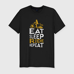Футболка slim-fit Ешь, спи, катай, повтори, цвет: черный