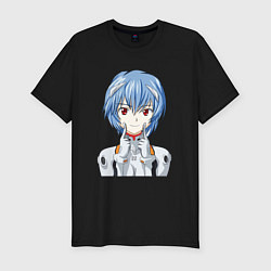 Футболка slim-fit Neon Genesis Evangelion Рей, цвет: черный