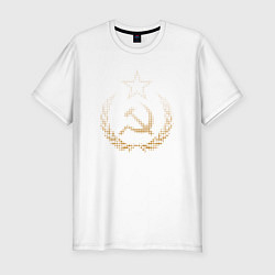 Мужская slim-футболка Символы СССР стиль полутон