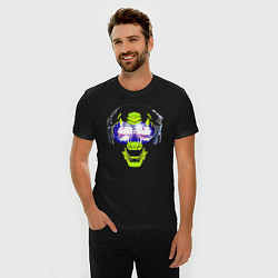 Футболка slim-fit Neon skull - music lover, цвет: черный — фото 2