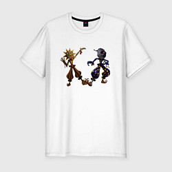 Футболка slim-fit Солнце и Луна из FNAF 5, цвет: белый