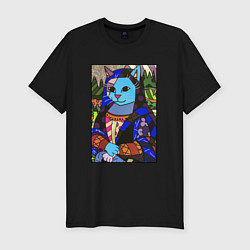 Футболка slim-fit Ромеро Бритто Mona Cat, цвет: черный
