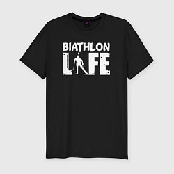 Футболка slim-fit Биатлон ЖИЗНЬ, цвет: черный