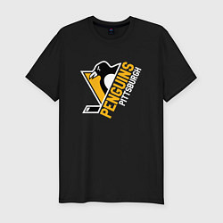 Мужская slim-футболка Pittsburgh Penguins Питтсбург Пингвинз