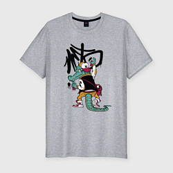 Мужская slim-футболка Крокодил рисует граффити