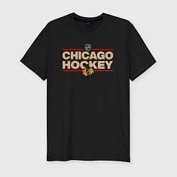 Футболка slim-fit CHICAGO BLACKHAWKS NHL ЧИКАГО НХЛ, цвет: черный