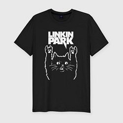 Футболка slim-fit Linkin Park, Линкин Парк, Рок кот, цвет: черный