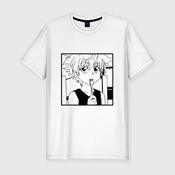 Футболка slim-fit Hunter x Hunter Killua Confused, цвет: белый