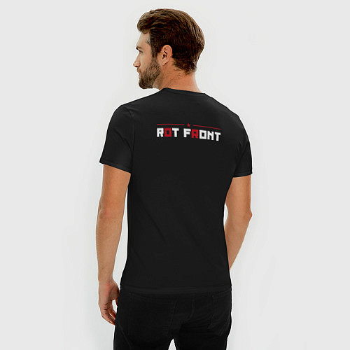 Мужская slim-футболка RotFront / Черный – фото 4