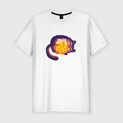 Футболка slim-fit Cute Cat with Star Jar, цвет: белый