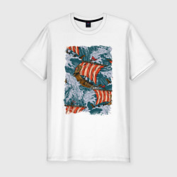Футболка slim-fit Драккары Морской бой, цвет: белый