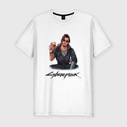 Футболка slim-fit Cyberpunk 2077 Johnny Джонни, цвет: белый