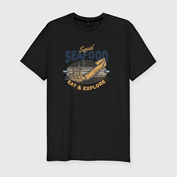 Мужская slim-футболка Морская еда Кальмар