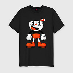 Футболка slim-fit Cuphead красная чашечка, цвет: черный