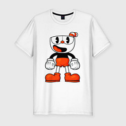 Футболка slim-fit Cuphead красная чашечка, цвет: белый