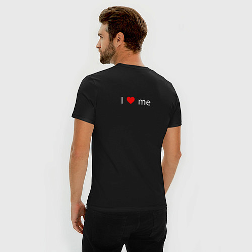 Мужская slim-футболка I love me / Черный – фото 4