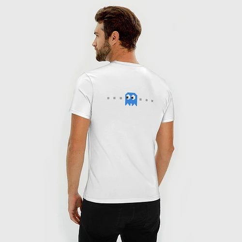 Мужская slim-футболка Pac-man 8bit / Белый – фото 4