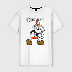 Футболка slim-fit Злая чашечка cuphead, цвет: белый