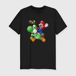 Футболка slim-fit Mario and Yoshi Super Mario, цвет: черный