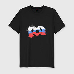 Футболка slim-fit Футбол - Россия, цвет: черный