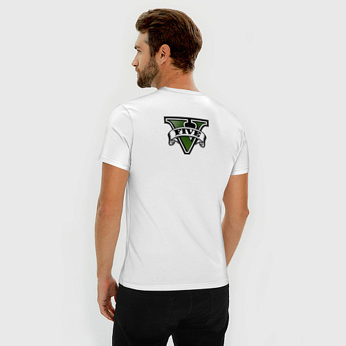 Мужская slim-футболка GTA 5 Pilot / Белый – фото 4