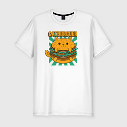 Футболка slim-fit Кот - бургер, цвет: белый