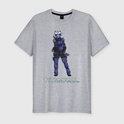 Футболка slim-fit TITANFALL BLUE ART титанфолл, цвет: меланж