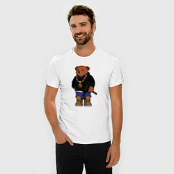 Футболка slim-fit Gangsta bear Крутой мишка, цвет: белый — фото 2