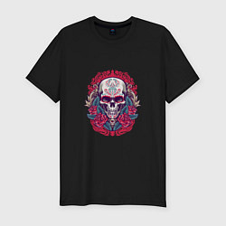 Футболка slim-fit Roses Skull, цвет: черный