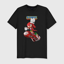 Футболка slim-fit Knuckles Echidna Sonic Video game Ехидна Наклз Вид, цвет: черный