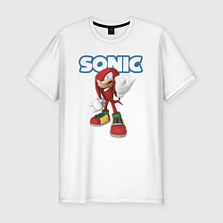 Футболка slim-fit Knuckles Echidna Sonic Video game Ехидна Наклз Вид, цвет: белый