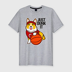 Футболка slim-fit JUST DUNK IT корги, цвет: меланж