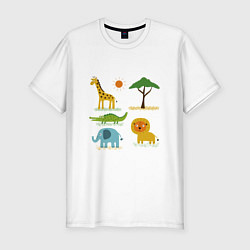 Футболка slim-fit АФРИКАНСКИЕ ЖИВОТНЫЕ AFRICAN ANIMALS, цвет: белый