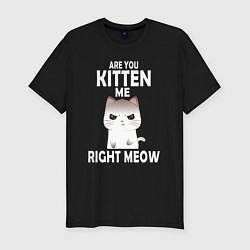 Футболка slim-fit Ты издеваешься надо мной? игра слов Are you kitten, цвет: черный